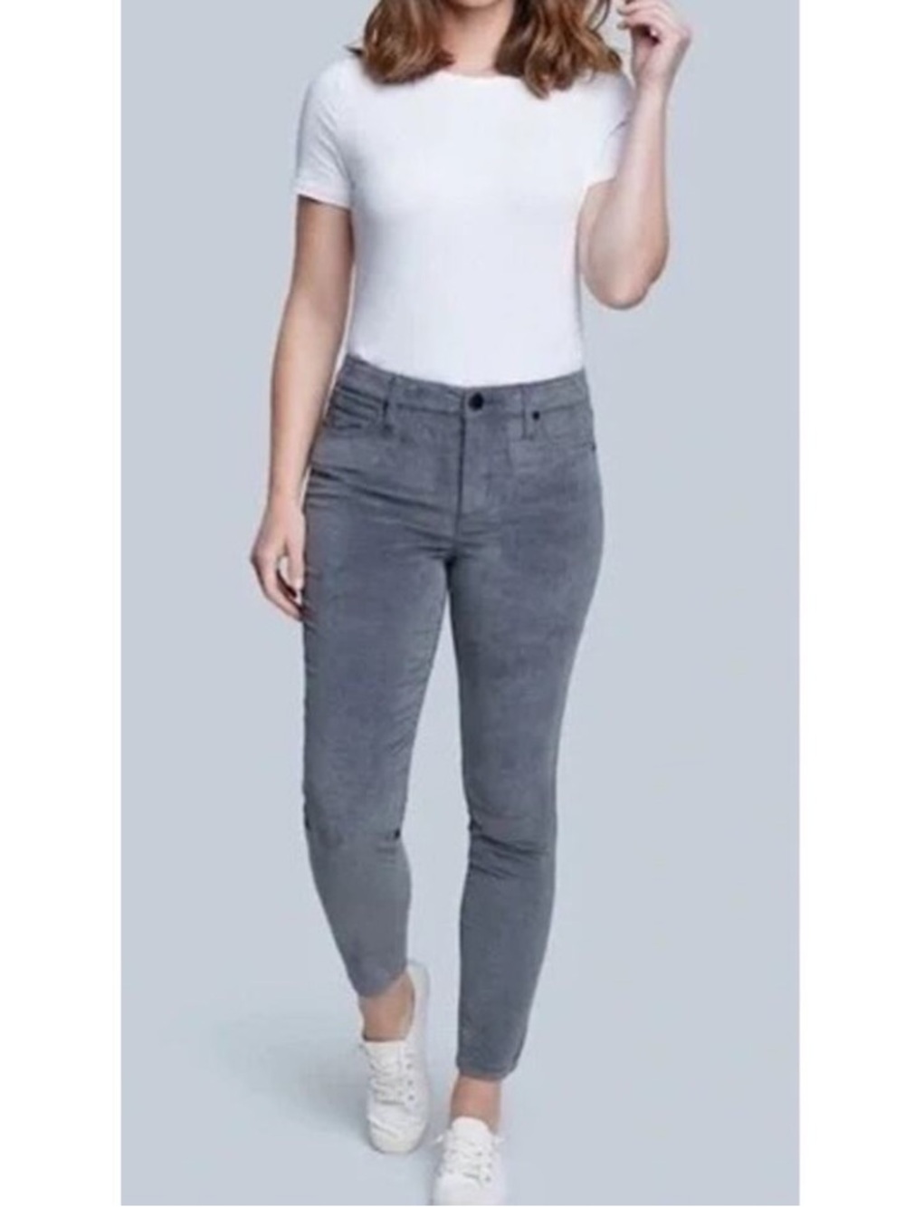 Seven7 Quiet Shade Grey Tummyless high rise skinny velvet jeans